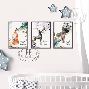 A4-es PRINT SZETT 3DB Vízfesték hatású állatok, Gyerekszoba Kép, babaszoba dekoráció, falikép, állatos, róka, szarvas, Otthon & Életmód, Több részes kép, Dekoráció, Kép & Falikép, Fotó, grafika, rajz, illusztráció, MESKA