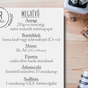 Natúr Esküvői meghívó, Természetközeli meghívó, Minimal design, leveles meghívó, levél, egyszerű, letisztult, szürke - esküvő - meghívó & kártya - meghívó - Meska.hu