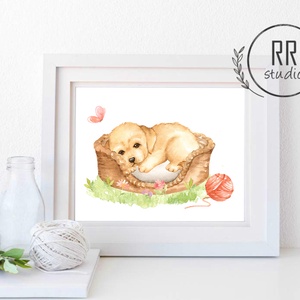 Kutya Vízfesték Kép, Gyerekszoba Falikép, kutyus, kiskutya, babaszoba dekoráció, kutyás, kutya fajták, golden retriever - otthon & életmód - babaszoba, gyerekszoba - babaszoba kép - Meska.hu
