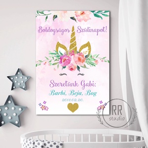 Névreszóló Kép, UNIKORNIS, Gyerekszoba Falikép, babaszoba dekoráció, babaváró, szülinapi felirat, unicorn, póni, virágos, Otthon & Életmód, Babaszoba kép, Babaszoba, gyerekszoba, Fotó, grafika, rajz, illusztráció, MESKA