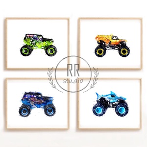 Monster truck, autós, fiú szoba, dekoráció, fali kép, A4 méret, Otthon & Életmód, Babaszoba, gyerekszoba, Babaszoba kép, Fotó, grafika, rajz, illusztráció, MESKA