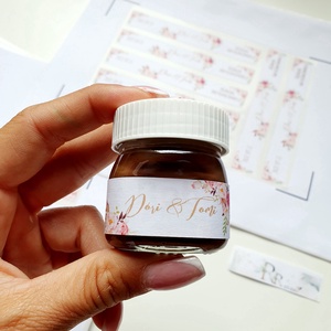 Nutellára matrica, címke, 25g-os nutellás üvegre + Szerkesztési díj a feliratra! Szerk. díjat is tedd kosárba, Esküvő, Emlék & Ajándék, Köszönőajándék, Fotó, grafika, rajz, illusztráció, MESKA
