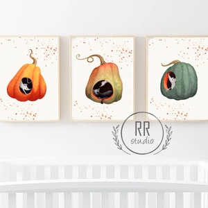 Őszi, tök, kisegér, falevél, gyerekszoba falikép, őszi dekoráció, halloween tök, halloween dekor, Otthon & Életmód, Dekoráció, Halloween, Halloweeni dekoráció, Fotó, grafika, rajz, illusztráció, MESKA