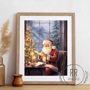 Mikulás, Téli, karácsonyi falikép, print, Karácsony, Karácsonyi lakásdekoráció, Karácsonyi lakásdíszek, Fotó, grafika, rajz, illusztráció, MESKA