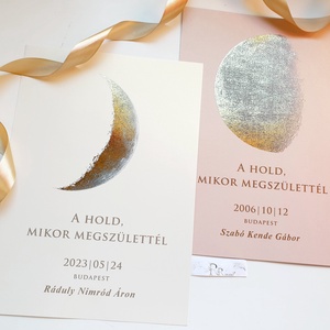 Fényes hold kép, A hold amikor megszülettél, babaváró, névre szóló, hold, hold fázis, szülinapi ajándék, KERET NÉLKÜL, Otthon & Életmód, Babaszoba, gyerekszoba, Babaszoba dekoráció, Fotó, grafika, rajz, illusztráció, MESKA