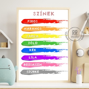 színek, edukációs poszter, tanulj játszva, montessori, gyerekszoba falikép, keret nélkül - Meska.hu