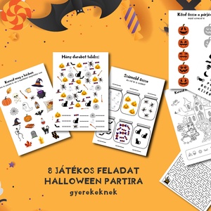 Halloween partira játékos feladatok gyerekeknek, letölthető, DIGITÁLIS termék, 8db A4-es JPG file - otthon & életmód - dekoráció - halloween - halloweeni dekoráció - Meska.hu