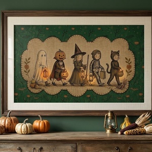 Vintage Halloween kép, gyerekek jelmezben, halloween dekor, Halloween kép - KERET NÉLKÜL - otthon & életmód - dekoráció - halloween - halloweeni dekoráció - Meska.hu