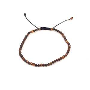 Fazettált tigrisszem golyós ásvány karkötő csúszócsomóval 4�5mm - Meska.hu