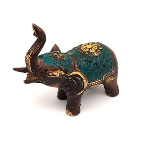 Réz figura elefánt álló arany zöld 8x8cm, Otthon & Életmód, Dekoráció, Spiritualitás, , MESKA