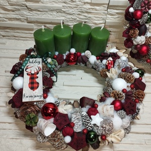 Adventi szett, koszorú és kopogtató  - karácsony - adventi díszek - adventi koszorú - Meska.hu