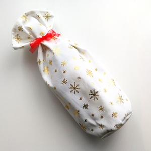 1 db karácsonyi, szilveszteri pezsgős zsák, újévi zsák, hópelyhes tasak, pezsgős táska, boros tasak férfiaknak - karácsony - karácsonyi ajándékozás - karácsonyi ajándékcsomagolás - Meska.hu