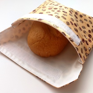 Kávés snackbag, tépőzáras uzsitasak, vízhatlan szendvicstartó, uzsonnás tasak, szendvics tartó, újraszalvéta, Táska & Tok, Uzsonna- & Ebéd tartó, Szendvics csomagoló, Varrás, MESKA