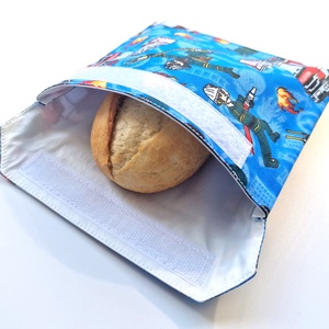 Tűzoltós snackbag, tépőzáras uzsitasak, vízhatlan szendvicstartó, uzsonnás tasak, szendvics tartó újraszalvéta, Táska & Tok, Uzsonna- & Ebéd tartó, Szendvics csomagoló, Varrás, MESKA