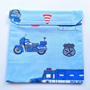 Rendőrös snackbag, tépőzáras uzsitasak, vízhatlan szendvicstartó, uzsonnás tasak, szendvics tartó újraszalvéta - táska & tok - uzsonna- & ebéd tartó - szendvics csomagoló - Meska.hu