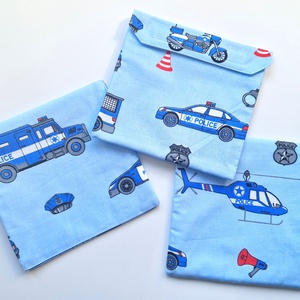 Rendőrös snackbag, tépőzáras uzsitasak, vízhatlan szendvicstartó, uzsonnás tasak, szendvics tartó újraszalvéta - táska & tok - uzsonna- & ebéd tartó - szendvics csomagoló - Meska.hu