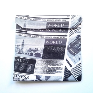 Újságpapíros snackbag, tépőzáras uzsitasak, vízhatlan szendvicstartó, uzsonnás tasak, szendvics tartó újraszalvéta - táska & tok - uzsonna- & ebéd tartó - szendvics csomagoló - Meska.hu