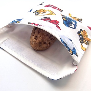 Nagy munkagépes snackbag, tépőzáras uzsitasak, vízhatlan szendvicstartó, uzsonnás tasak, szendvics tartó - Meska.hu