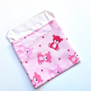 Rózsaszín macis  snackbag, tépőzáras uzsitasak, vízhatlan szendvicstartó, uzsonnás tasak, uzsonnás szendvics tartó - táska & tok - uzsonna- & ebéd tartó - szendvics csomagoló - Meska.hu