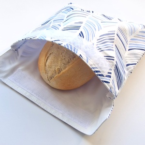 Kék szálkás tollas snackbag, tépőzáras uzsitasak, vízhatlan szendvicstartó, uzsonnás tasak, uzsonnás szendvics tartó - Meska.hu