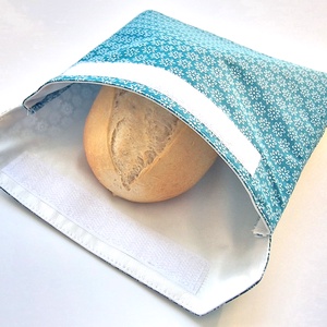 Türkizkék virágos snackbag, tépőzáras uzsitasak, vízhatlan szendvicstartó, uzsonnás tasak, uzsonnás szendvics tartó - Meska.hu