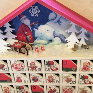 Adventi házikó, fa kalendárium - karácsony - adventi díszek - adventi naptár - Meska.hu