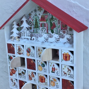 Adventi házikó, fa kalendárium - karácsony - adventi díszek - adventi naptár - Meska.hu