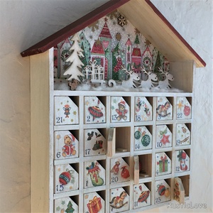 Adventi házikó, fa kalendárium - karácsony - adventi díszek - adventi naptár - Meska.hu