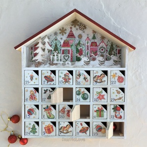 Adventi házikó, fa kalendárium - karácsony - adventi díszek - adventi naptár - Meska.hu