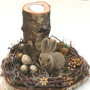 Nyuszi kertje - húsvéti asztaldísz fa mécsestartóval  - otthon & életmód - dekoráció - asztal és polc dekoráció - asztaldísz - Meska.hu