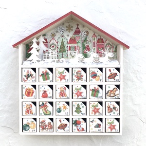 Fa adventi naptár, kalendárium - téli házikó - Meska.hu