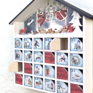 Fa adventi naptár, kalendárium - házikó - karácsony - adventi díszek - adventi naptár - Meska.hu