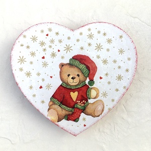 Adventi naptár, szívek - Mackó - karácsony - adventi díszek - adventi naptár - Meska.hu