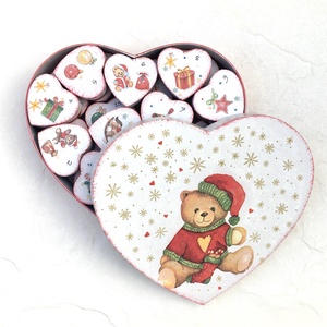 Adventi naptár, szívek - Mackó - karácsony - adventi díszek - adventi naptár - Meska.hu
