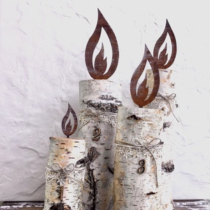 Nyírfarönk gyertya - 4 db, Karácsony, Adventi díszek, Adventi koszorú, , MESKA