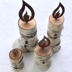 Nyírfarönk gyertya - 4 db - karácsony - adventi díszek - adventi koszorú - Meska.hu