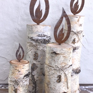 Nyírfarönk gyertya - 4 db - karácsony - adventi díszek - adventi koszorú - Meska.hu