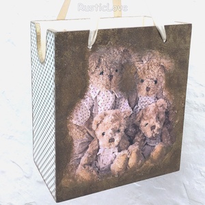 Fa tasak ajándékhoz - mackócsalád  - Meska.hu