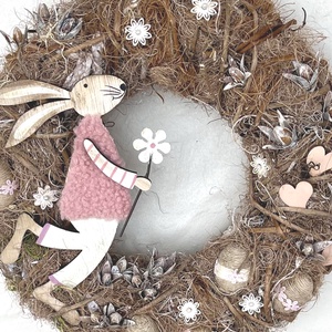 Nyuszkó - húsvéti, tavaszi kopogtató  - otthon & életmód - dekoráció - ajtó- és ablak dekoráció - ajtódísz & kopogtató - Meska.hu