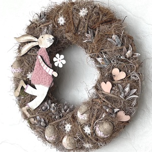 Nyuszkó - húsvéti, tavaszi kopogtató  - otthon & életmód - dekoráció - ajtó- és ablak dekoráció - ajtódísz & kopogtató - Meska.hu