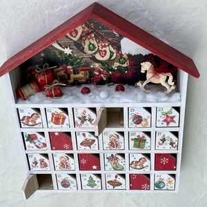 Fa adventi kalendárium, naptár, Karácsony, Adventi díszek, Adventi naptár, Decoupage, transzfer és szalvétatechnika, MESKA