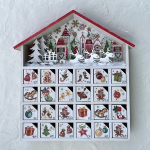 Fa adventi naptár, kalendárium - téli házikó, Karácsony, Adventi díszek, Adventi naptár, Decoupage, transzfer és szalvétatechnika, MESKA
