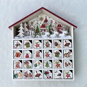 Fa adventi naptár, kalendárium - téli házikó, Karácsony, Adventi díszek, Adventi naptár, Decoupage, transzfer és szalvétatechnika, MESKA