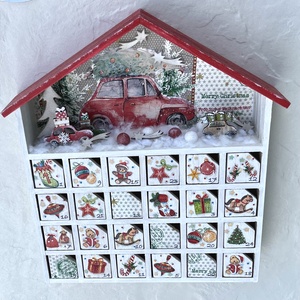 Adventi házikó, fa kalendárium - AUTÓ - karácsony - adventi díszek - adventi naptár - Meska.hu