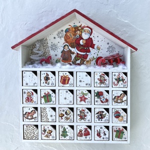 Adventi házikó, naptár - Mikulás kislánnyal - Meska.hu