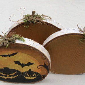 Halloween, ősz - tök dekoráció fából, asztaldísz - otthon & életmód - dekoráció - halloween - halloweeni tök - Meska.hu