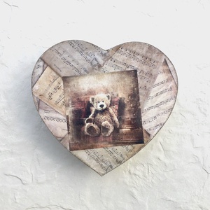 Adventi kalendárium, naptár, szívek - Mackó - karácsony - adventi díszek - adventi naptár - Meska.hu