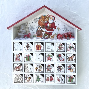 Adventi házikó, naptár - Mikulás kislánnyal - Meska.hu