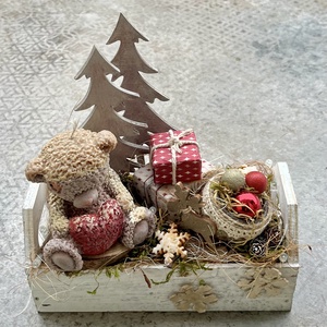 MACI karácsonyi asztaldísz, ládika, gyertya - karácsony - karácsonyi lakásdekoráció - karácsonyi lakásdíszek - Meska.hu