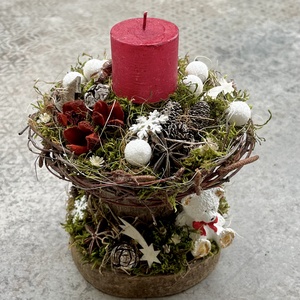 Karácsonyi asztaldísz, gyertyatartó - MACI, Karácsony, Karácsonyi lakásdekoráció, Ünnepi asztaldekoráció, Famegmunkálás, Mindenmás, MESKA